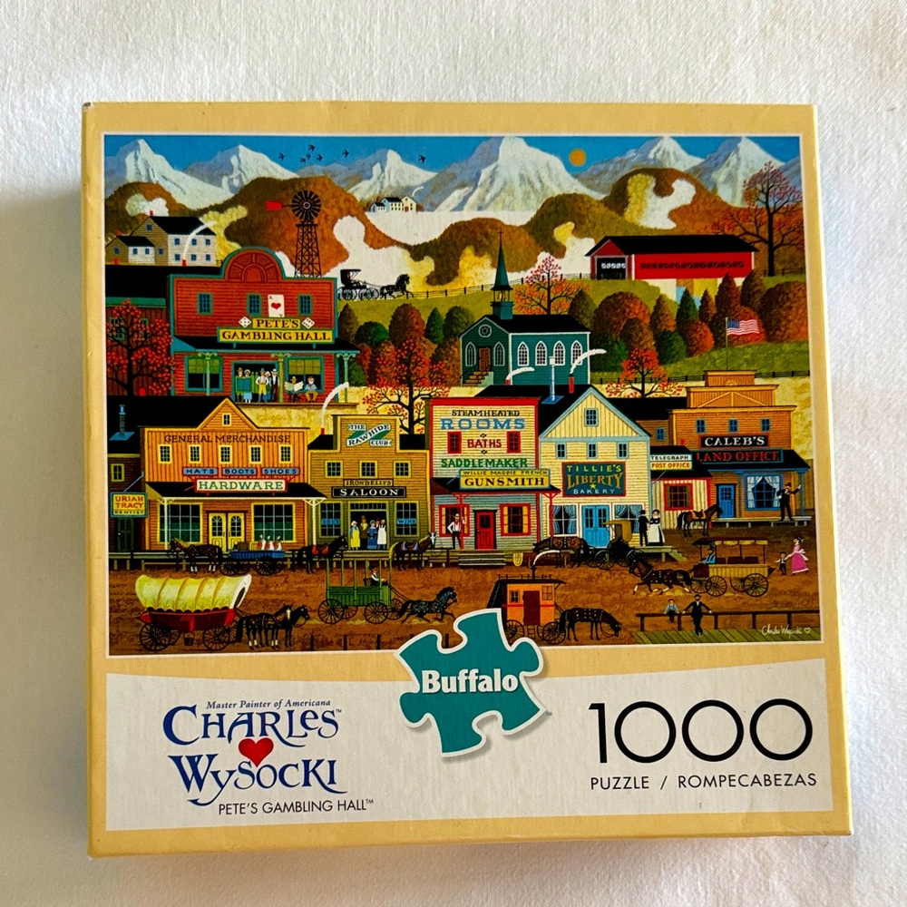 Buffalo Charles Wysocki 1000 piece puzzle “Pete’s Gambling Hall”.  EUC.